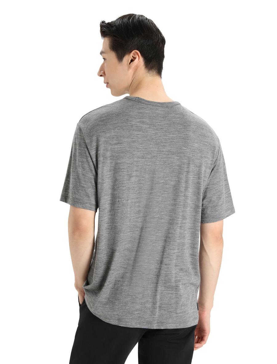 T Shirts Icebreaker Merino Granary Corta Sleeve Pocket Homme Grise | FR 1158WNBY